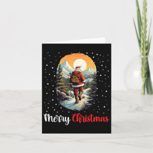 Merry Christmas Santa Hiking Trekking Mountain Lov Card