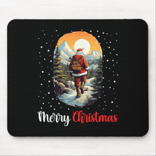 Merry Christmas Santa Hiking Trekking Mountain Lov Mouse Pad