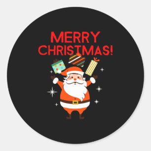 Merry Christmas Santa Holiday  Classic Round Sticker