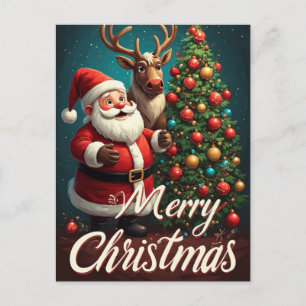 Merry Christmas Santa Holiday Greeting Postcard
