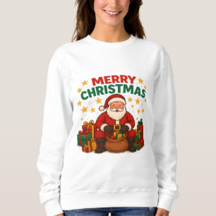 Merry Christmas Santa Holiday Sweatshirt Women