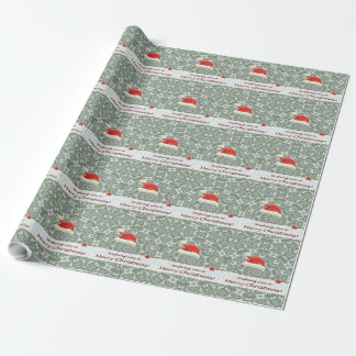 Merry Christmas Santa Hood Spruce Wrapping Paper