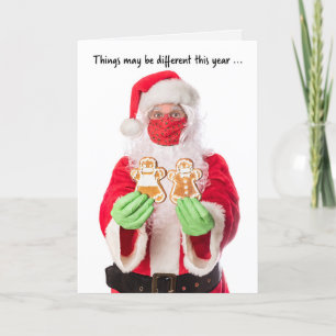 Merry Christmas Santa in Coronavirus Face Mask Holiday Card