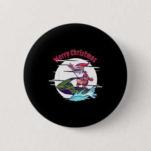 Merry Christmas Santa Jet Ski Watersrts  6 Cm Round Badge