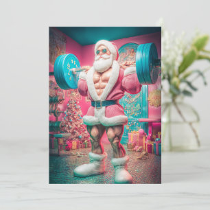 Merry Christmas   Santa Lifts More Than Gifts Holiday Card