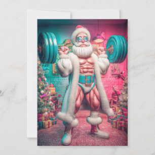 Merry Christmas   Santa Lifts More Than Gifts Holiday Card