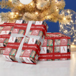 Merry Christmas Santa Monogram 4 Photos Wrapping Paper<br><div class="desc">This Christmas gift wrapping paper features 4 square photo frames on a red background. The design is accented with a graphic of Santa,  a custom monogram and the text "Merry Christmas". Personalise your gifts this season with this festive and fun wrapping paper.</div>