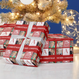 Merry Christmas Santa Monogram 4 Photos Wrapping Paper