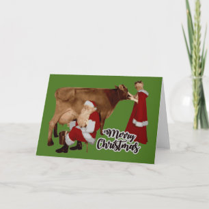 merry christmas santa mrs claus cow invitation
