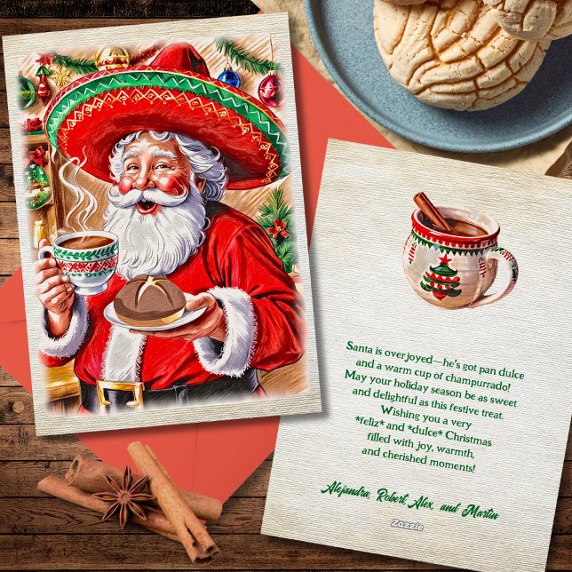 Merry Christmas Santa & Pan Dulce Colourful Mexica Holiday Card (Creator Uploaded)