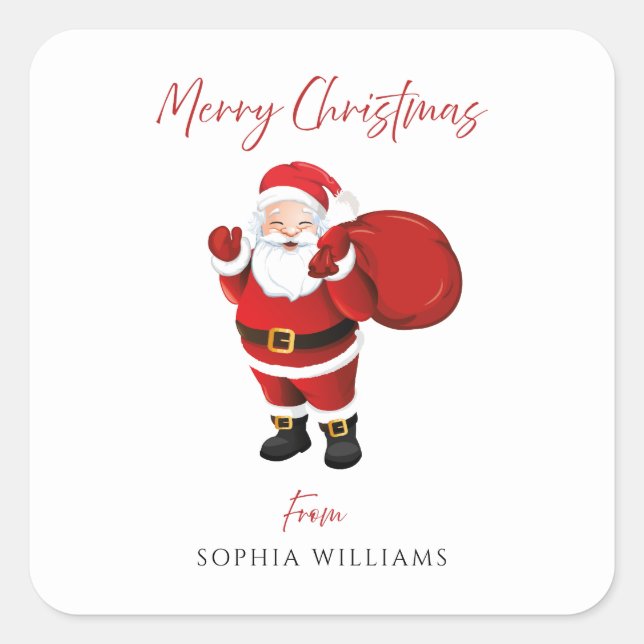 Merry Christmas Santa Party Holidays Favour Gift Square Sticker (Front)