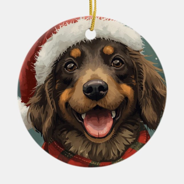 Merry Christmas Santa Paws Dog Ornament (Front)