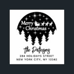 Merry Christmas Santa Personal Return Address Self-inking Stamp<br><div class="desc">Merry Christmas Tree Santa Reindeer Personal Return Address Self Inking Stamp features the text "Merry Christmas" accented with Santa Claus riding through the night sky on his sligh with your custom name and return address in an elegant calligraphy script. Perfect for Christmas cards, holiday cards, Christmas party invitations and holiday...</div>