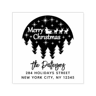 Merry Christmas Santa Personal Return Address Self-inking Stamp