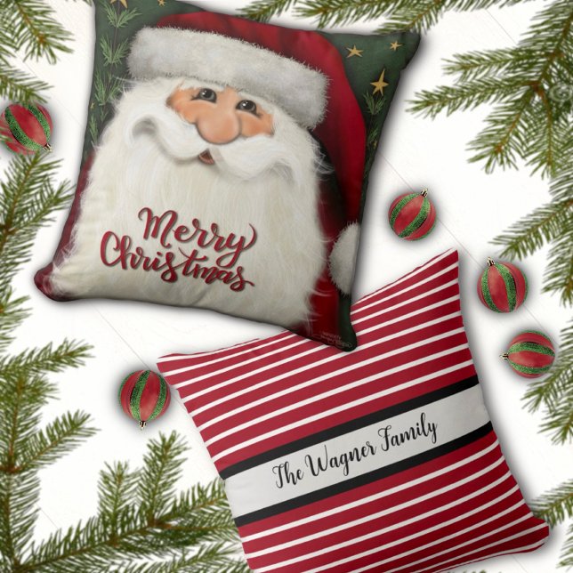 Merry Christmas Santa Personalised Name Holiday Cushion (Creator Uploaded)