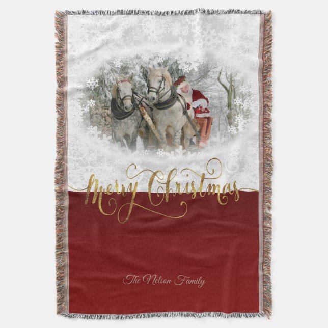 Merry Christmas Santa Photo Throw Blanket (Front Vertical)