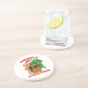 Merry Christmas Santa Pineapple Coaster