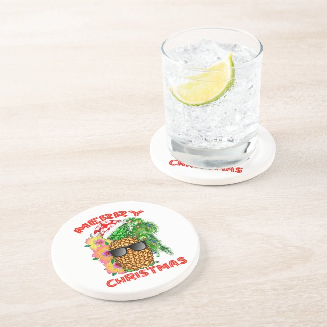 Merry Christmas Santa Pineapple Coaster (Side)