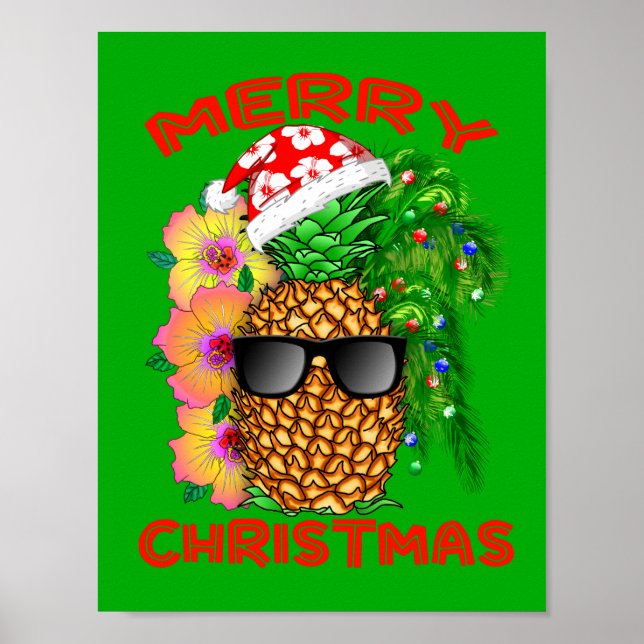 Merry Christmas Santa Pineapple Poster (Front)