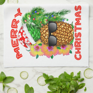 Merry Christmas Santa Pineapple Tea Towel