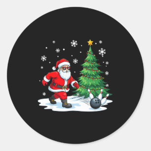 Merry Christmas Santa Playing Bowling Srt Lovers Classic Round Sticker