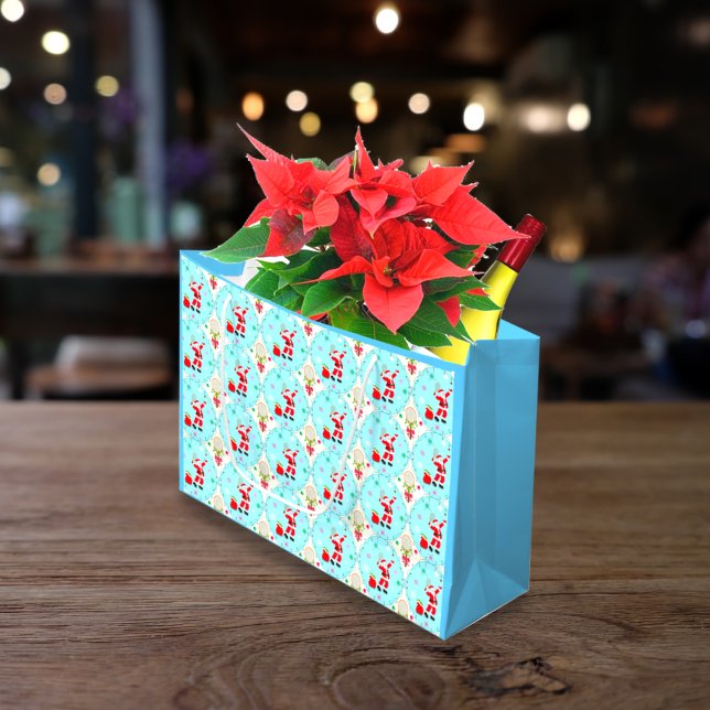 Merry Christmas Santa Playing Tennis Large Gift Bag (Creator Uploaded)