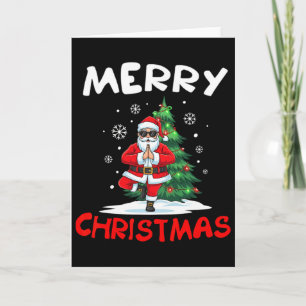 Merry Christmas Santa Playing Yoga Lover Card