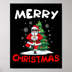 Merry Christmas Santa Playing Yoga Lover Poster