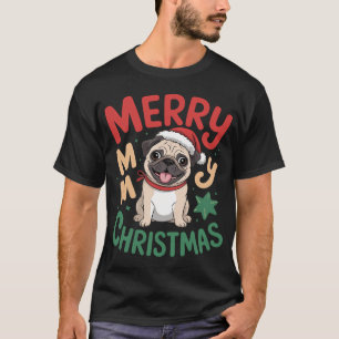 Merry Christmas Santa Pug Merry Santa Hat Cute Dog T-Shirt