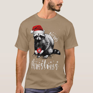 Merry Christmas Santa Racoon Xmas Lights  T-Shirt