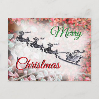 Merry Christmas Santa Red Green Postcard
