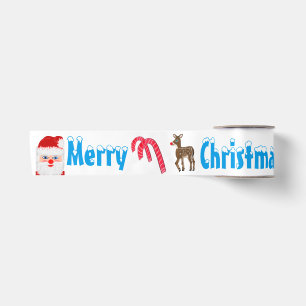 Merry Christmas Santa Reindeer 3" Satin Ribbon