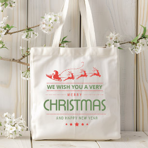 Merry Christmas Santa Reindeer   Christmas Tote Bag