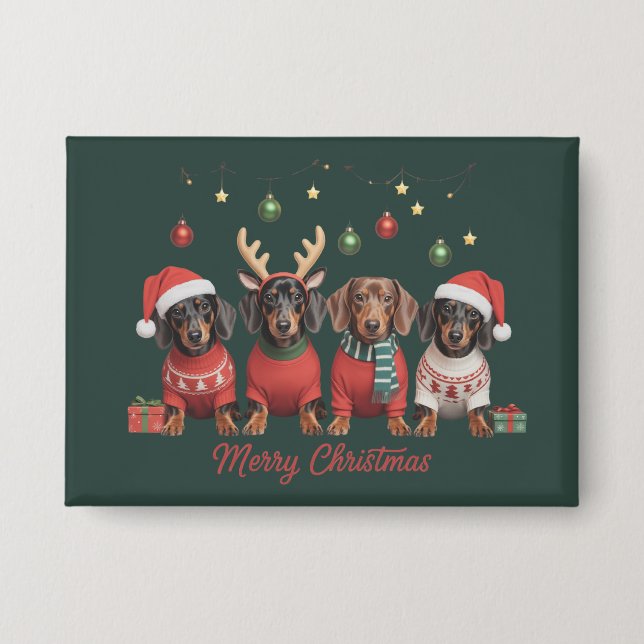 Merry Christmas Santa Reindeer Dachshund Weiner  (Front)