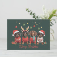 Merry Christmas Santa Reindeer Dachshund Weiner 