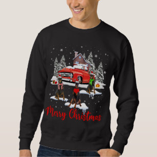 Merry Christmas Santa Reindeer Dobermann With Red  Sweatshirt
