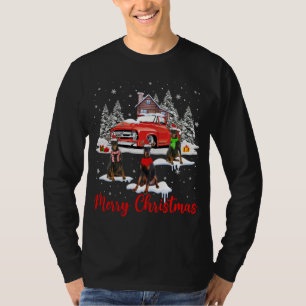 Merry Christmas Santa Reindeer Dobermann With Red T-Shirt