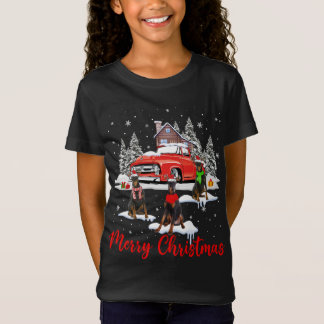 Merry Christmas Santa Reindeer Dobermann With Red T-Shirt