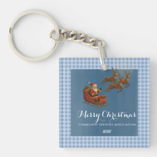 Merry Christmas Santa Reindeer Key Ring