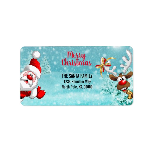 Merry Christmas Santa Reindeer Return Address Label (Front)