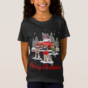 Merry Christmas Santa Reindeer Schnauzer With Red  T-Shirt