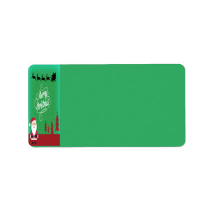 Merry Christmas Santa Reindeer Snowflakes Green Label