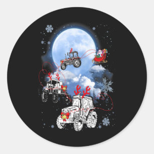 Merry Christmas Santa Ride Truck Sleigh Xmas Paj T Classic Round Sticker