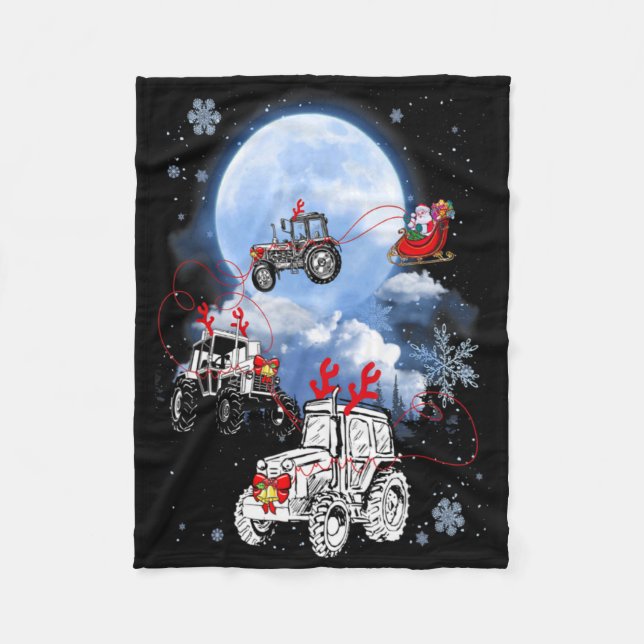 Merry Christmas Santa Ride Truck Sleigh Xmas Paj T Fleece Blanket (Front)