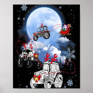 Merry Christmas Santa Ride Truck Sleigh Xmas Paj T Poster
