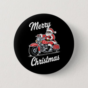 Merry Christmas Santa Riding Motorcycle Biker Love 6 Cm Round Badge