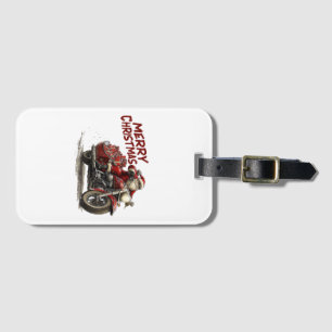 Merry Christmas Santa Riding on a vintage motorcyc Luggage Tag