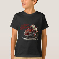 Merry Christmas Santa Riding On A Vintage Motorcyc