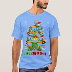 Merry Christmas Santa Road Rollers Xmas Tree Light T-Shirt