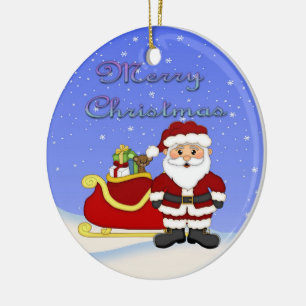 Merry Christmas Santa Round Ornament